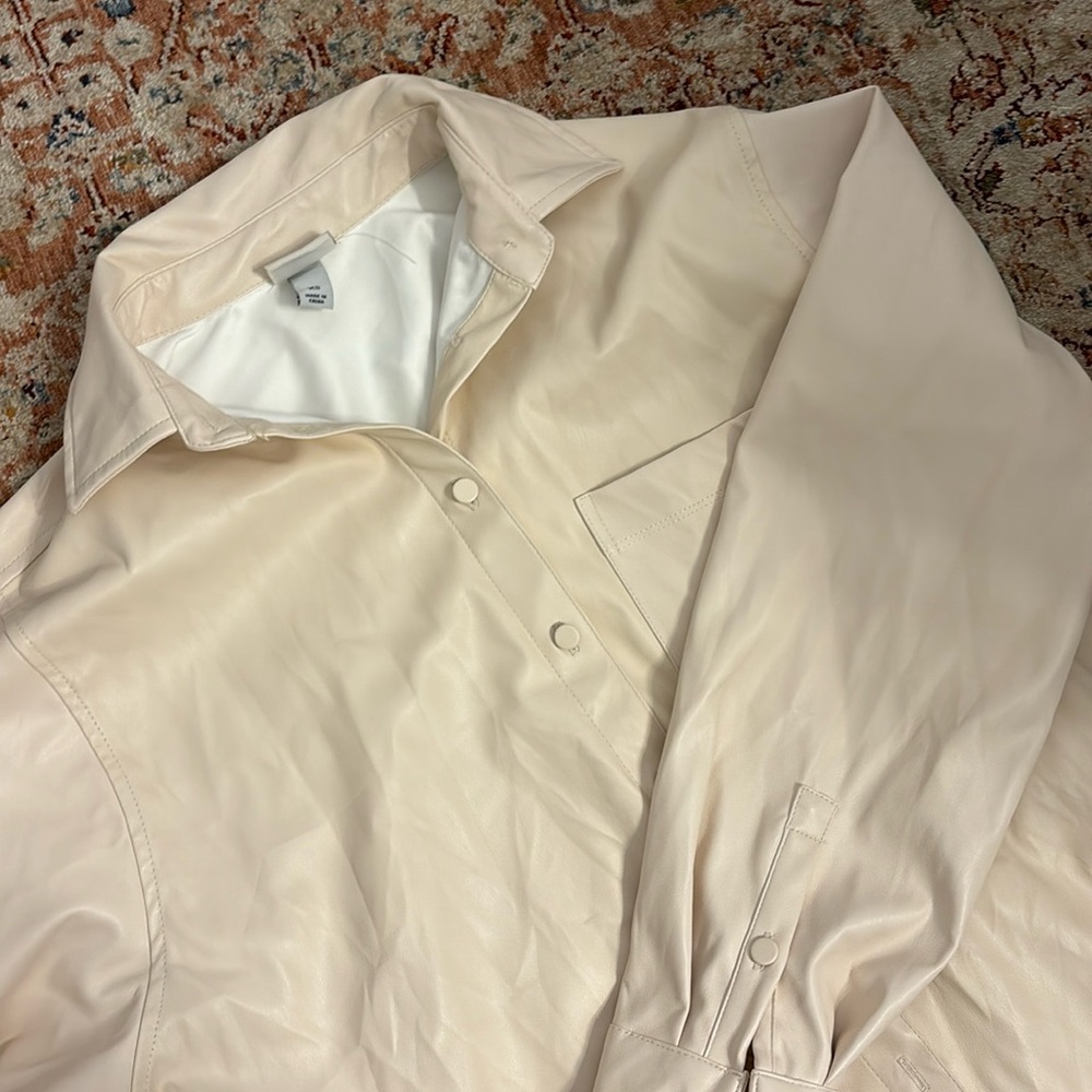 Cream, leather, size XS top
